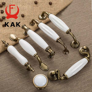 Home Furniture: Antique Bronze White Ceramic Cabinet Handles Zinc Alloy