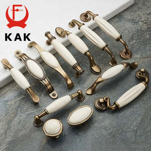 Home Furniture: Antique Bronze Ceramic White Cabinet Handles Zinc Alloy