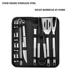 Kitchen: Stainless Steel BBQ Tools Set spatula fork tongs knife brush skewers Grilling Utensil