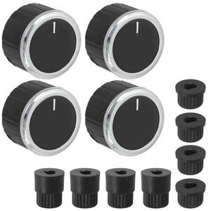 Knob Kit Oven Stove Cooktop Universal Black Silver x 4