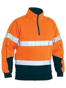 Bisley Taped Hi-Vis 1/4 Zip Fleece Pullover