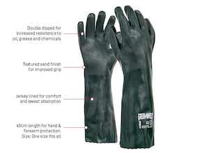 Gloves: Esko PVC Glove Green Double Dipped 45cm