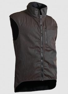 Vests: STYX MILL Oilskin Brown Wool Lined Vest