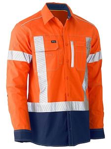 Shirts: Bisley Flex & Move X Taped Hi-Vis L/S Utility Shirt
