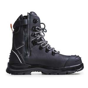 Zip Up: Bison XT High Leg Zip Side Lace up safety Boot Black