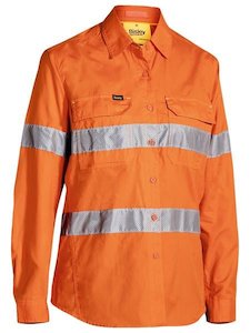 Womens Tops: Bisley Women's X Airflow Taped Hi Vis Ripstop Shirt
