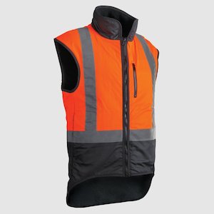 STYX MILL Oilskin Orange Fur Lined Vest