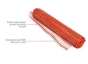 Site Safety: Esko Economesh Safety Fence - 8kg Barrier Mesh - 1m x 50m