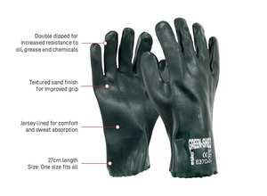 Gloves: PVC Glove Green Double Dipped 27cm with Interlock Liner
