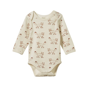 Size 0 3m: Long Sleeve Bodysuit Fox Print
