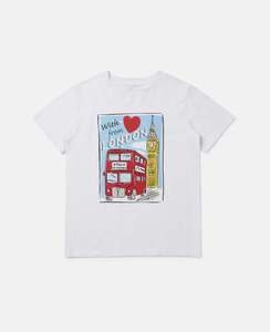 Size 4: Girls London Print White Graphic T-Shirt