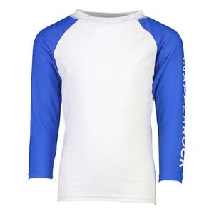 Snapperrock: White Blue Sleeve LS Rash Top