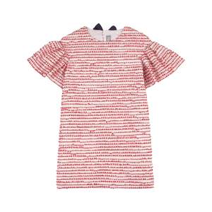 DRESS S/S[STRAWBERRY/NAVY BLUE