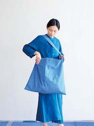 New: Cotton Shoulder Bag (assorted blue checks), by MiiThaaii