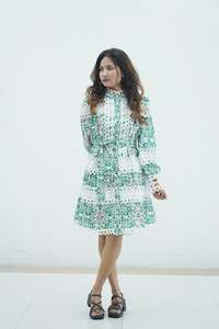 Frontpage: Romantic Floral Scalloped Lace Cutout Midi Dress