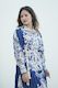 Elegant Floral Printed Lantern Sleeve Long Dress