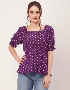 Moomaya: Printed Rayon Peplum Top