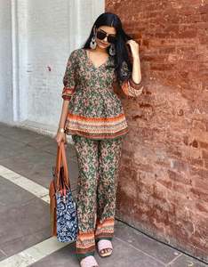 Moomaya: Printed 2 Pcs Coord Set, Cotton Top