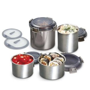 Products: 신선함을 더 오래 지켜주는 쿠비녹스 스텐팩 누름 밀폐 용기 & 스텐레스 찬통 4종 세트 - kmall09.co.nz