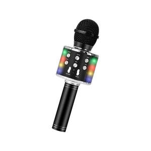 Books Music Movies: Karaoke Microphone with Bluetooth & LED Lights- Black