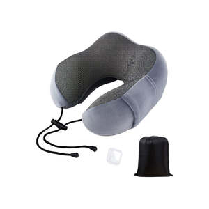 4Pcs Airplane Travel Kit With Neck Pillow,Eye Masks,Earplugs-Grey