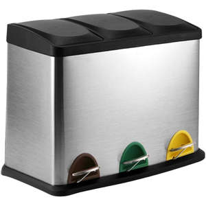 Kitchen Storage: 24L 3-Compartment Trash Can