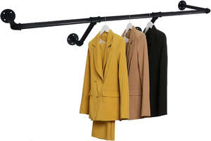 Kitchen Storage: Wall Mounted Industrial Pipe Garment Rack-130CM