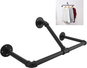 Wall Mounted Industrial Pipe Garment Rack-60CM