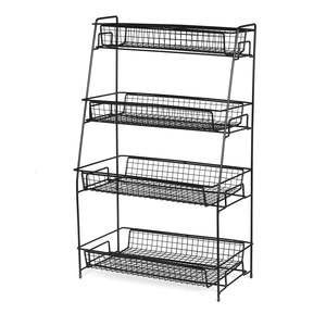 Kitchen Trolley: 4 Tier Desktop Cosmetic Storage Rack-White