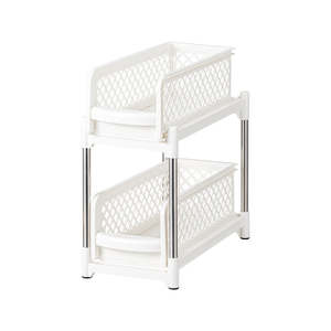 Kitchen Trolley: 2 Tier Bathroom Kitchen Countertop Pull Out Cabinet Organizer