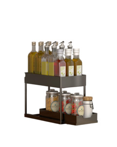 Dish Racks: 2-Tier Kitchen/Under-Sink Slim Pull Out Sliding Storage