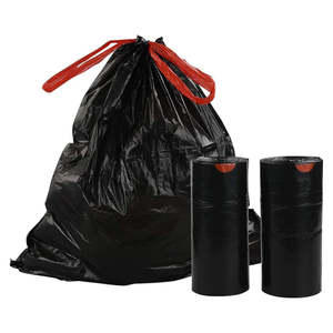 Rubbish Bins Bags: 120Pcs 50 x 60 cm Drawstring Trash Bags-Black