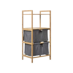 Natural Bamboo 2-Tier Multifunctional 2 Drawer Basket Rack