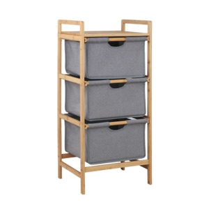 Laundry Baskets Hamper: Natural Bamboo 3-Tier Multifunctional 3 Drawer Basket Rack