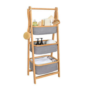 Laundry Baskets Hamper: Natural Bamboo 3-Tier Laundry Basket Rack