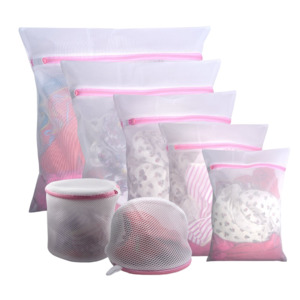 Laundry Baskets Hamper: 7Pcs Mesh Laundry Bags with Premium-Pink