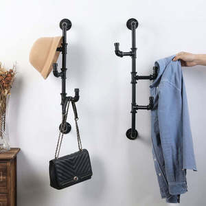 Industrial Pipe Clothes Holder Hanger-3 Hooks