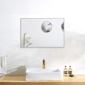 Aluminum Alloy Frame Rectangular HD Wall Mirror 70 x 50 cm White