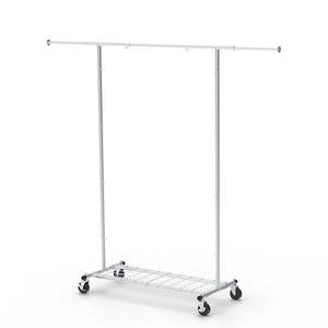 Portable Single Rod Height Adjustable Clothes Rack