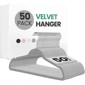 50Pack Velvet Hangers -45cm Gray