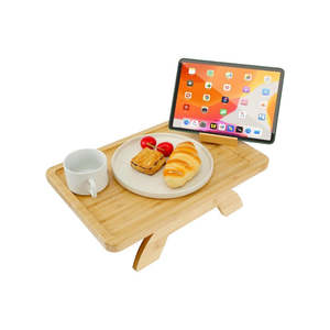 Bedroom Storage: Bamboo Sofa Arm Tray Table