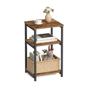3 Tier Side Table with Storage Shelf Narrow End Table