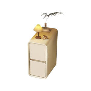 Side Coffee Table: Cream White Bedside Table with Drawers - 25cm