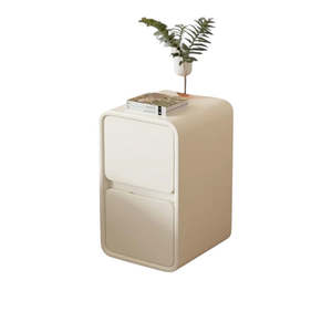 Cream White Bedside Table with Drawers - 35cm