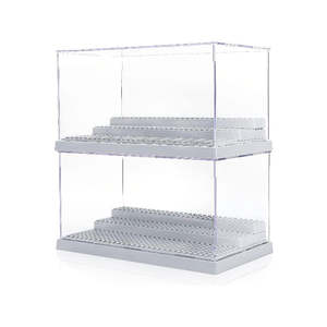 Minifigures Display Case: 2 Pack Display Case for Minifigures Action Figures Block-Gray