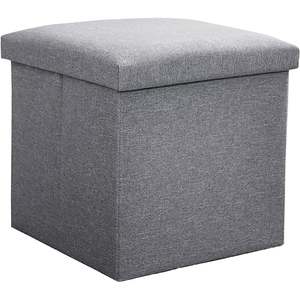 Ottoman: 38CM Storage Ottoman Cube Foot Rest-Grey
