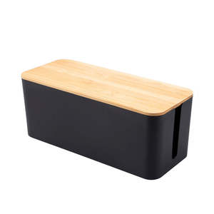 Cable Management Box with Bamboo Lid-XL