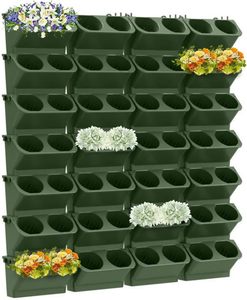 Garden Outdoor Living: 10 Pack Vertical Wall Planter Self Watering Stackable Plant Pot System Indoor Outdoor Green