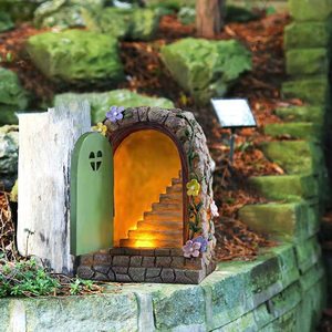 Miniature Fairy Garden Solar LED Stone Door