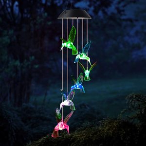 Solar Outdoor Hummingbird LED Wind Chimes